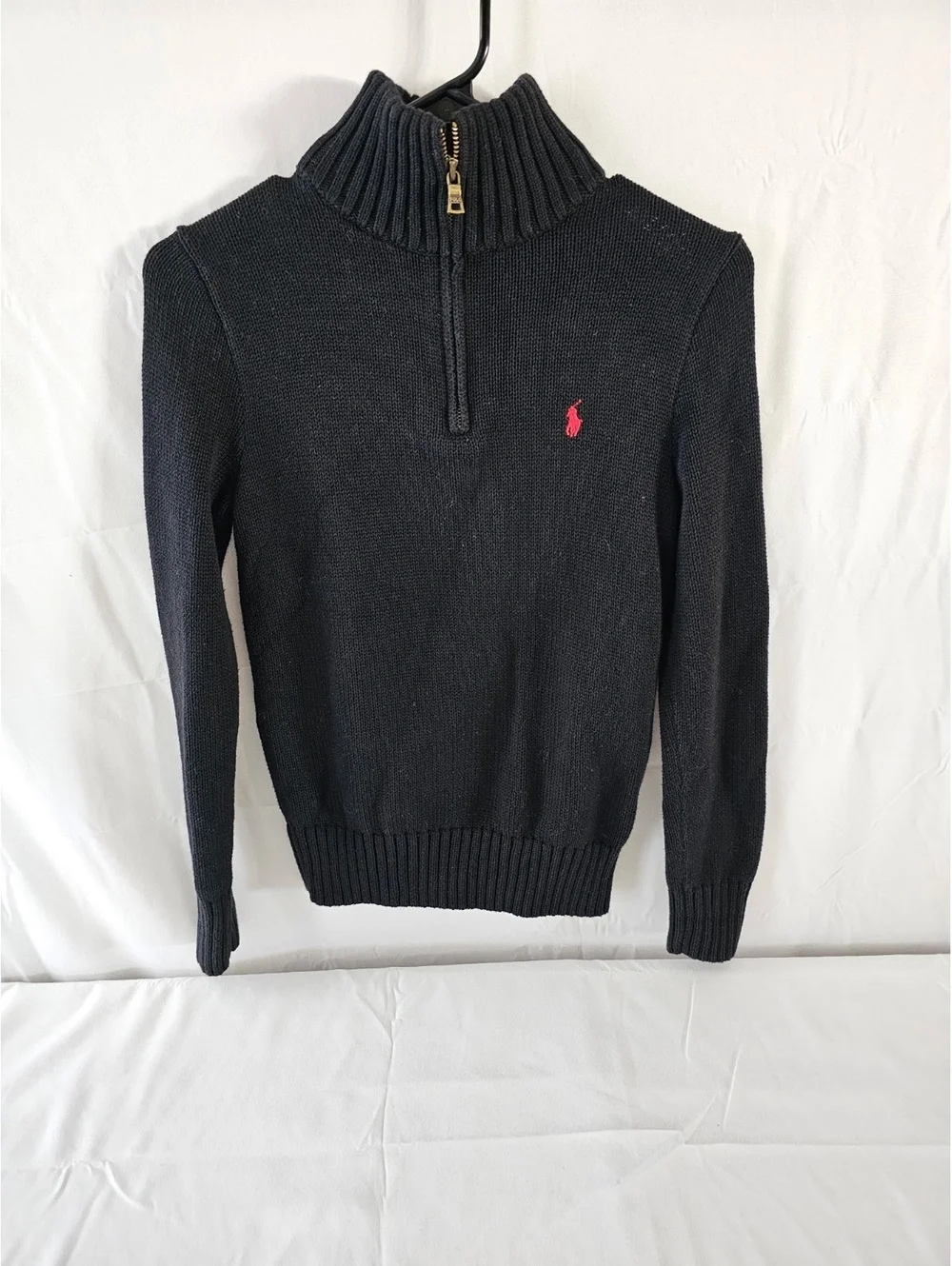 Polo Ralph Lauren Boys' Black Half-Zip Cotton Sweater Size M (10-12)